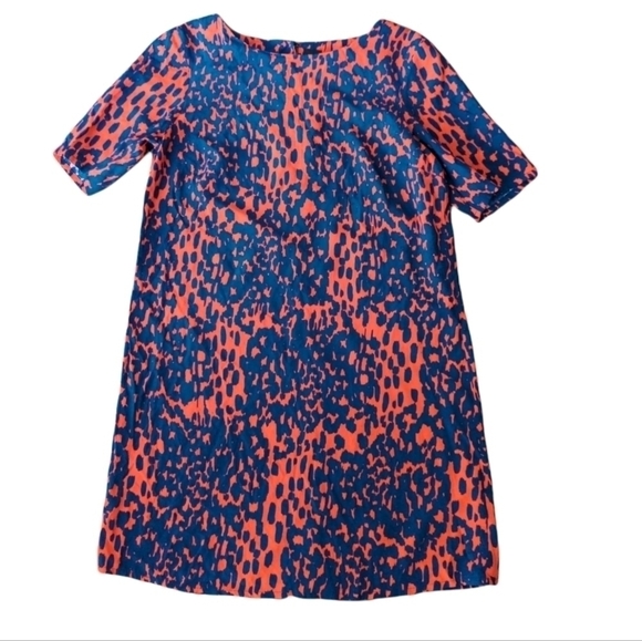 ASOS red/navy print dress abstract animal print viscose short sheath dress sz 8 - Picture 7 of 11